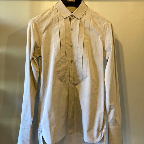 Lanvin 3/4 button down with contract tuxedo detail - Picture 2 of 4